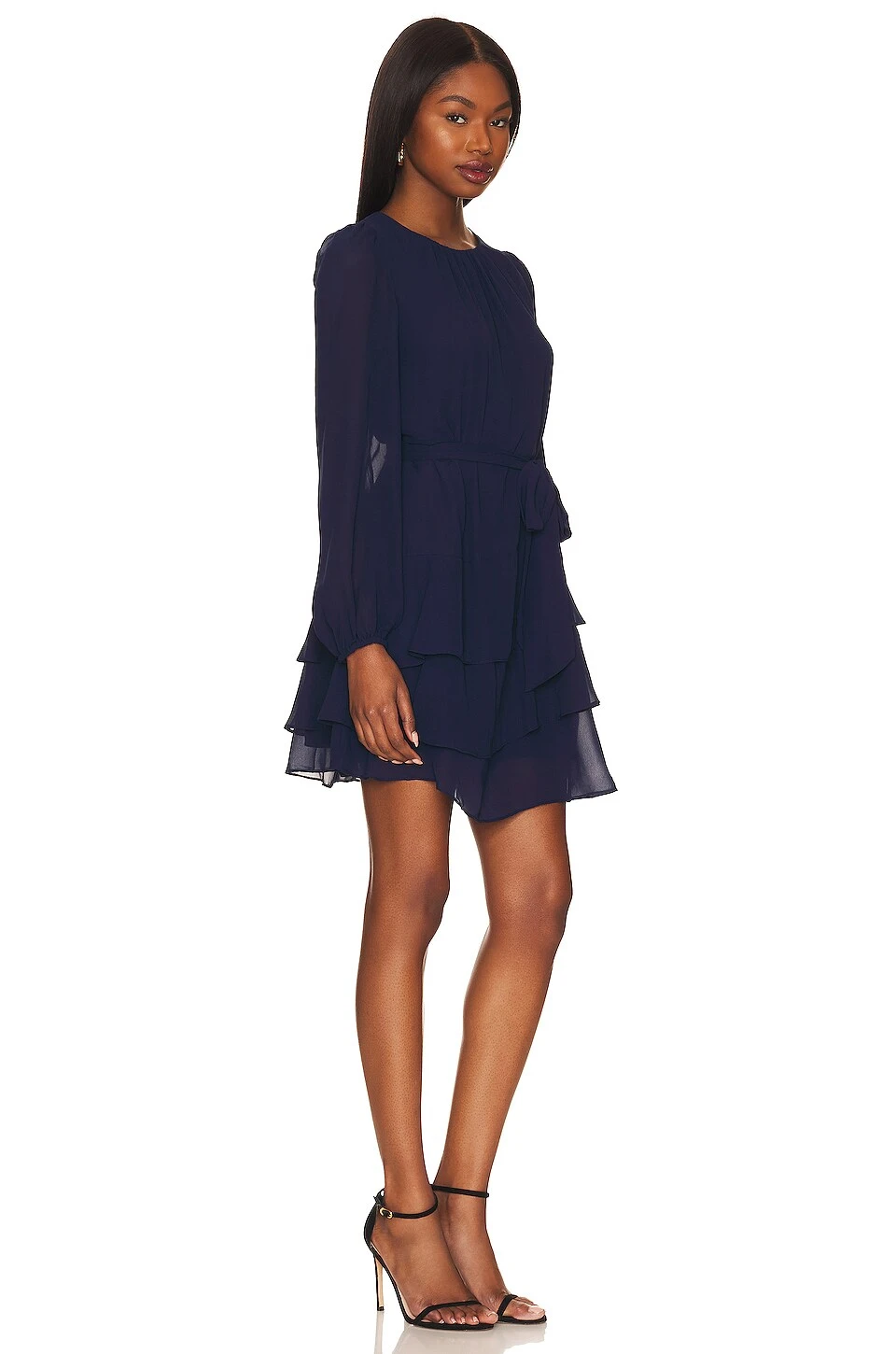 V Neck Ruffle Tiered Dress Classic Navy 4 V Neck Ruffle Tiered Dress Classic Navy - Image 2