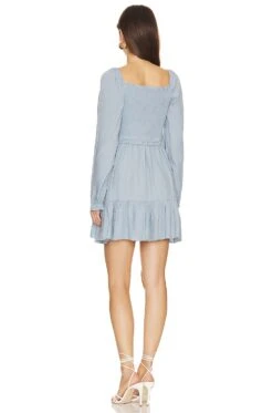 Smocked Ruffle Hem Dress Dusty Blue -Hot Sale Clothing Store 1STR WD226 V3