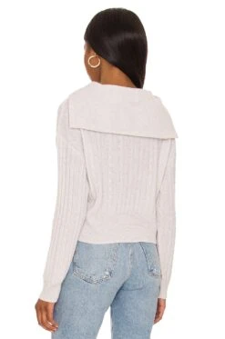 Cashmere Cable Quarter Zip Light Heather Grey -Hot Sale Clothing Store 525A WK573 V3