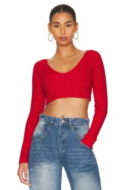 Mina Crop Sweater Red
