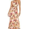 Alice + Olivia Dita Halter Dress Juniper Floral Rose -Hot Sale Clothing Store ALI WD1051 V1