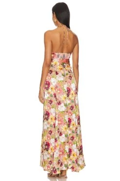 Alice + Olivia Dita Halter Dress Juniper Floral Rose -Hot Sale Clothing Store ALI WD1051 V3