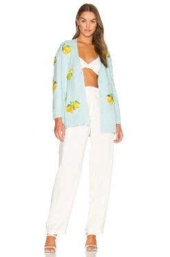 Alice + Olivia Bradford Lemon Cardigan Powder Blue Combo -Hot Sale Clothing Store ALI WK175 V4