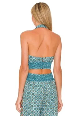 Alice + Olivia Lyndon Halter Top Washed Geo -Hot Sale Clothing Store ALI WS537 V3