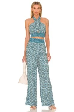 Alice + Olivia Lyndon Halter Top Washed Geo -Hot Sale Clothing Store ALI WS537 V4