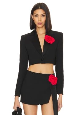 X Revolve Romeo Blazer Black & Red Rose -Hot Sale Clothing Store AMAN WO114 V1 1