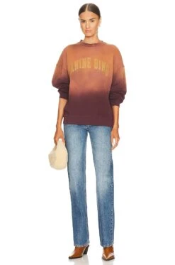 ANINE BING Harvey Sweatshirt Washed Faded Burgundy -Hot Sale Clothing Store ANIN WK122 V4