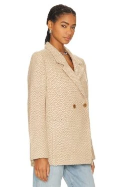 ANINE BING Fishbone Blazer Tan & Cream -Hot Sale Clothing Store ANIN WO147 V3
