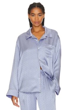 ALEXANDER WANG Pajama Long Sleeve Shirt Blue Bells