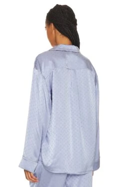 ALEXANDER WANG Pajama Long Sleeve Shirt Blue Bells -Hot Sale Clothing Store AWAR WI1 V4
