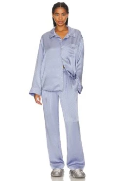 ALEXANDER WANG Pajama Long Sleeve Shirt Blue Bells -Hot Sale Clothing Store AWAR WI1 V5