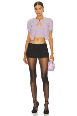ALEXANDER WANG Twinset Halter Cardigan Pullover Lavender Frost 11 ALEXANDER WANG Twinset Halter Cardigan Pullover Lavender Frost -Hot Sale Clothing Store AWAR WK9 V4