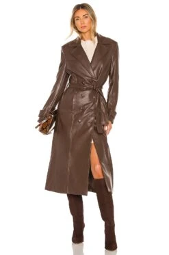 Bardot Faux Leather Trench Coat Chocolate -Hot Sale Clothing Store BARD WO61 V1 1