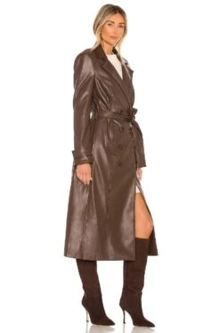 Bardot Faux Leather Trench Coat Chocolate -Hot Sale Clothing Store BARD WO61 V3