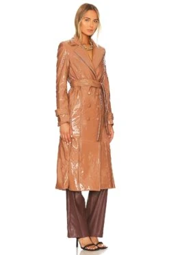 Bardot Hi-Shine Trench Coat Camel -Hot Sale Clothing Store BARD WO92 V3