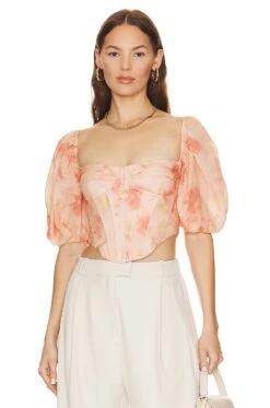 Bardot Kiah Corset Top Orange Floral
