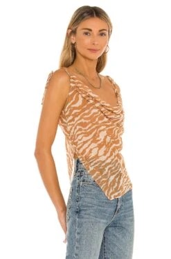 Camila Coelho Tati Cowl Cami Brown Zebra -Hot Sale Clothing Store COEL WS117 V2