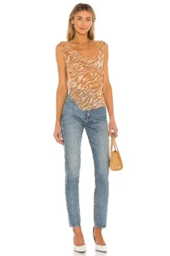 Camila Coelho Tati Cowl Cami Brown Zebra -Hot Sale Clothing Store COEL WS117 V5