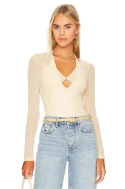 Camila Coelho Brooklyn Bodysuit Pastel Peach