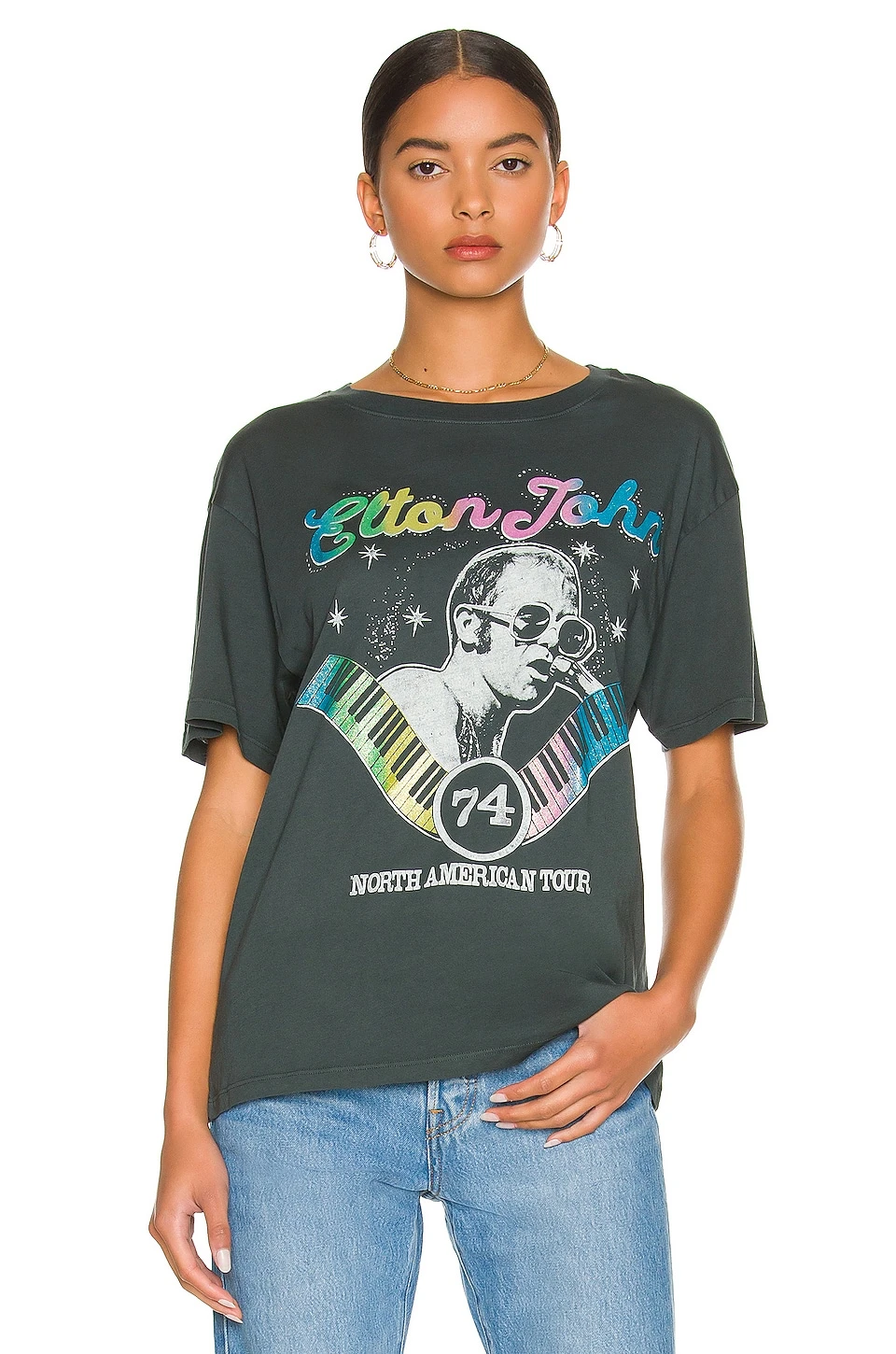 Elton John North America Tour 74 Boyfriend Tee Vintage Black 3 Elton John North America Tour 74 Boyfriend Tee Vintage Black