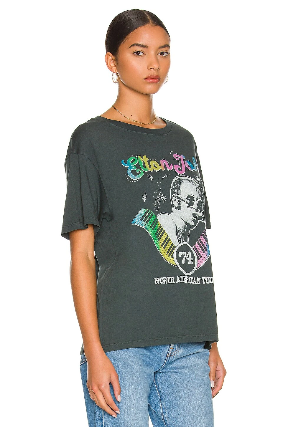 Elton John North America Tour 74 Boyfriend Tee Vintage Black 4 Elton John North America Tour 74 Boyfriend Tee Vintage Black - Image 2