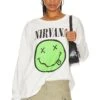 Nirvana Smiley Long Sleeve Merch Tee Vintage White -Hot Sale Clothing Store DDRE WS725 V1