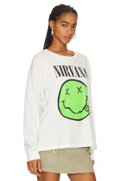 Nirvana Smiley Long Sleeve Merch Tee Vintage White 7 Nirvana Smiley Long Sleeve Merch Tee Vintage White -Hot Sale Clothing Store DDRE WS725 V2