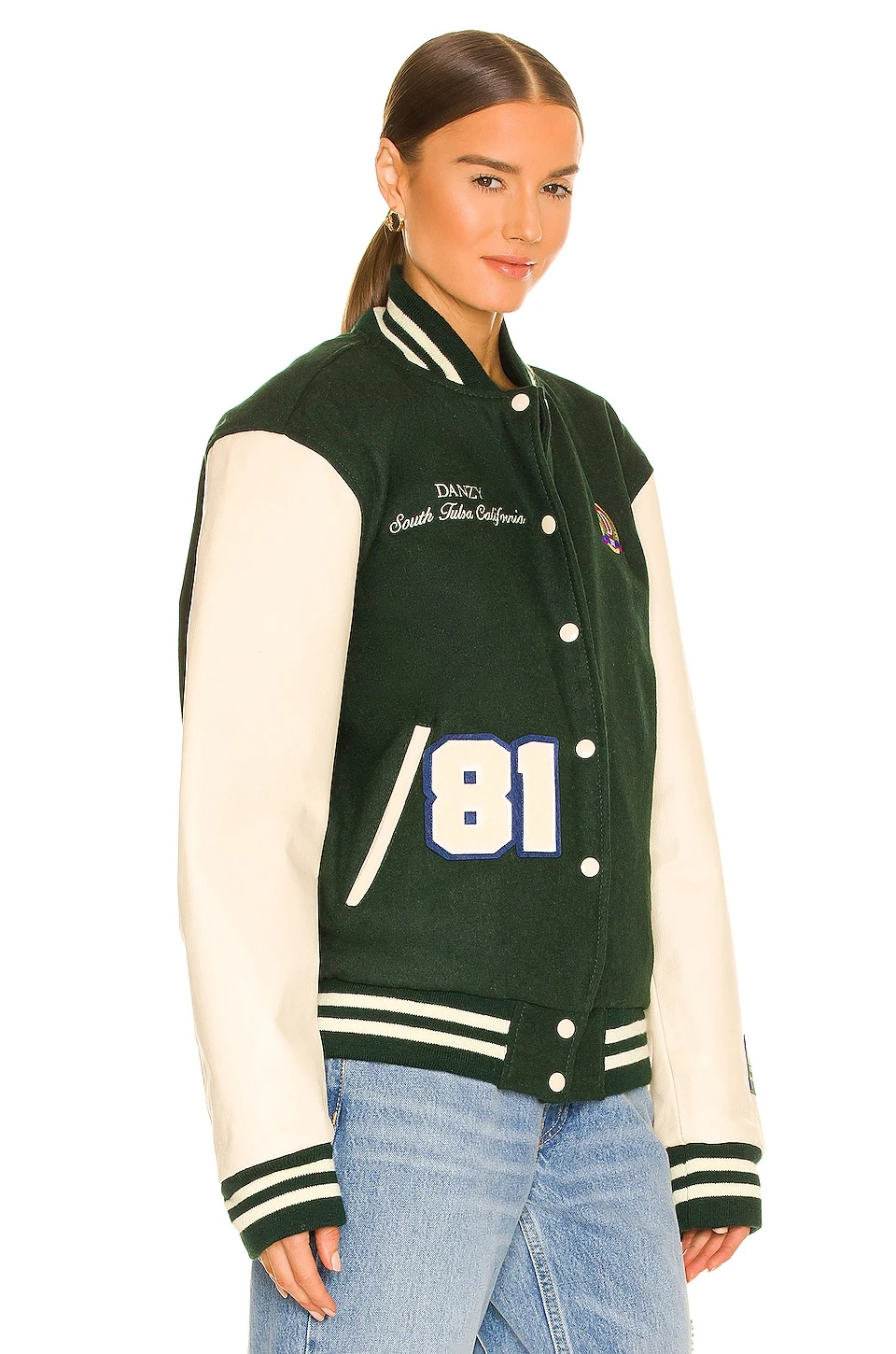 Varsity Jacket Hunter Green & Cream 4 Varsity Jacket Hunter Green & Cream - Image 2