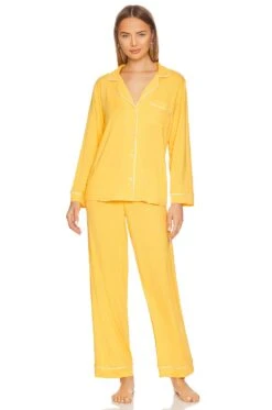 Eberjey Gisele Long PJ Set Sunrise & Ivory -Hot Sale Clothing Store EBER WI1281 V1