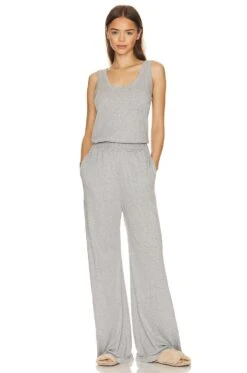 Hot Sale Clothing Store 11 Eberjey Aloe Infused Cotton Wide Leg Jumpsuit Heather Grey