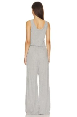 Eberjey Aloe Infused Cotton Wide Leg Jumpsuit Heather Grey -Hot Sale Clothing Store EBER WI1287 V3