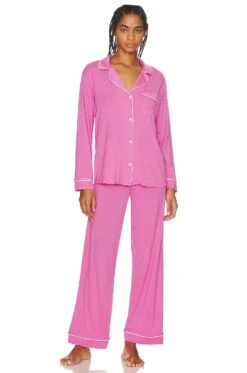 Eberjey Gisele Long PJ Set Sunrise & Ivory -Hot Sale Clothing Store EBER WI1295 V1
