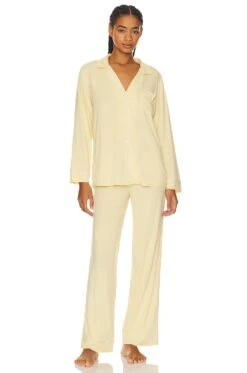 Eberjey Gisele Long PJ Set Sunrise & Ivory