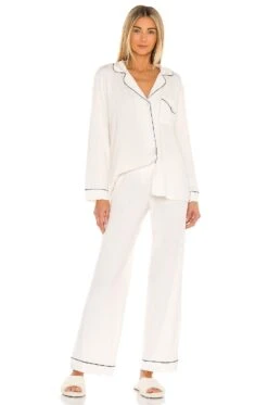 Eberjey Gisele Long PJ Set Sunrise & Ivory -Hot Sale Clothing Store EBER WI421 V1