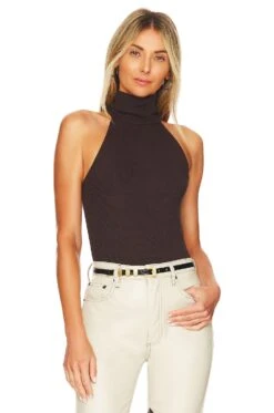 Sweater Knit Halter Turtleneck Bitter Brown
