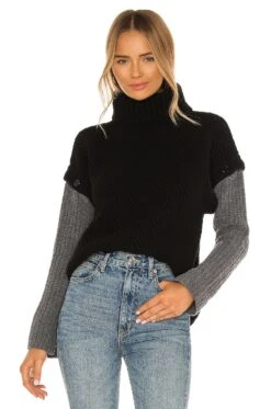 Equipment Aluine Turtleneck True Black & Grey Flannel