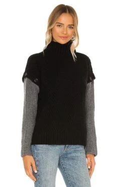 Equipment Aluine Turtleneck True Black & Grey Flannel -Hot Sale Clothing Store EQUI WK219 V3