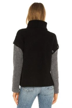 Equipment Aluine Turtleneck True Black & Grey Flannel -Hot Sale Clothing Store EQUI WK219 V4