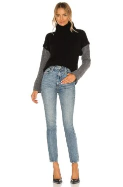 Equipment Aluine Turtleneck True Black & Grey Flannel -Hot Sale Clothing Store EQUI WK219 V5