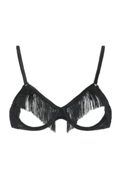 Fleur Du Mal Ouvert Balconette W/ Fringe Black