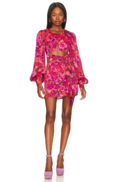 Lauren Long Sleeve Mini Dress Red