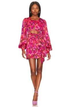 Lauren Long Sleeve Mini Dress Red -Hot Sale Clothing Store FORL WD1036 V4