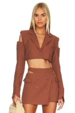 Alysa Crop Blazer Brown