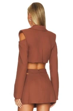 Alysa Crop Blazer Brown -Hot Sale Clothing Store FORL WO30 V3