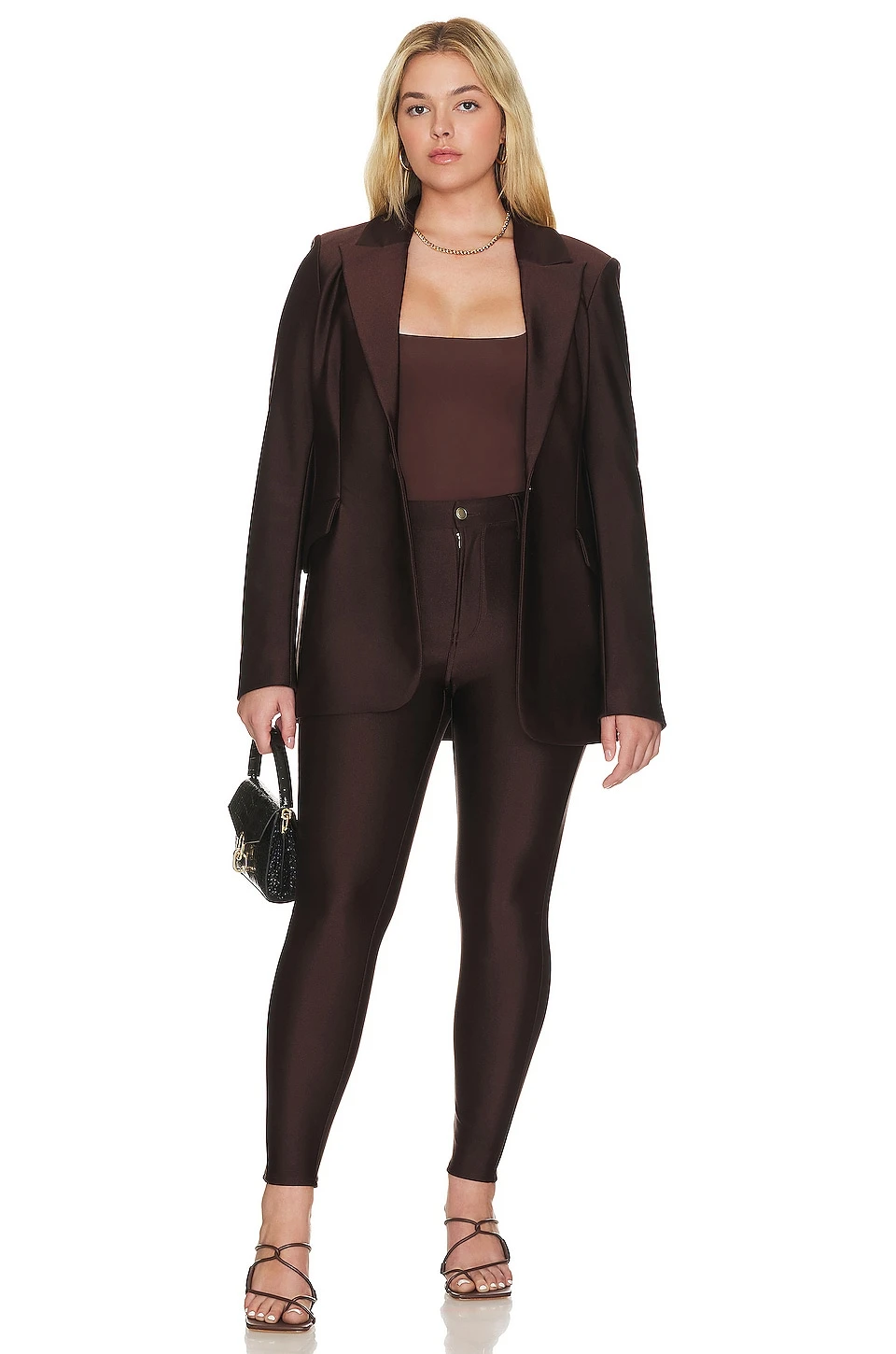 GOOD AMERICAN Disco Sculpted Blazer Dark Coco 12 GOOD AMERICAN Disco Sculpted Blazer Dark Coco - Image 10