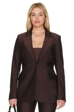 GOOD AMERICAN Disco Sculpted Blazer Dark Coco 18 GOOD AMERICAN Disco Sculpted Blazer Dark Coco -Hot Sale Clothing Store GAME WO14 V4