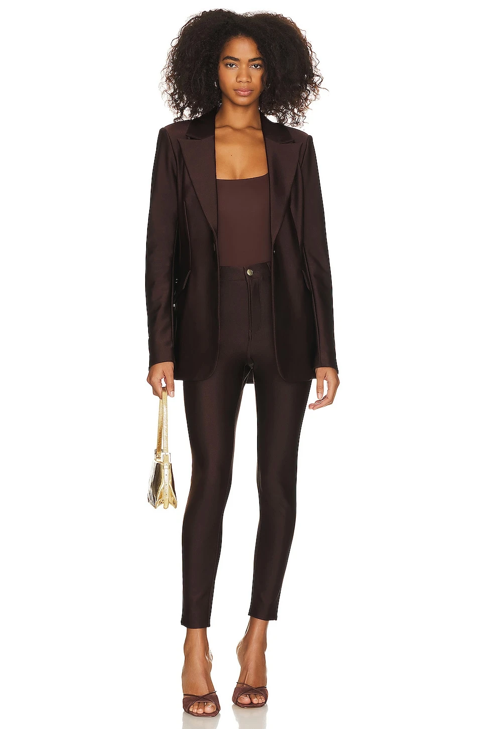 GOOD AMERICAN Disco Sculpted Blazer Dark Coco 11 GOOD AMERICAN Disco Sculpted Blazer Dark Coco - Image 9