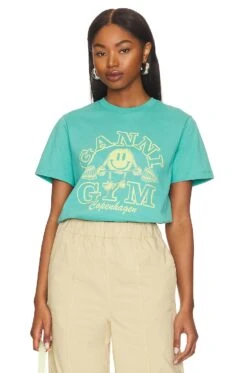 Ganni Gym Relaxed Tshirt Lagoon