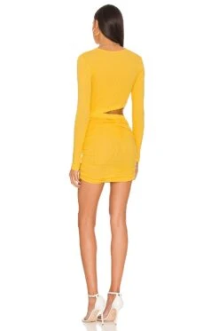 Rib Long Sleeve Mini Dress Sunshine -Hot Sale Clothing Store HARL WD425 V4