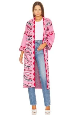 Cotton Jacquard Wide Sleeve Duster Tiger Splash